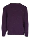 Brunello Cucinelli Crewneck Sweater With Raglan Sleeves And Speckled Pattern In Purple