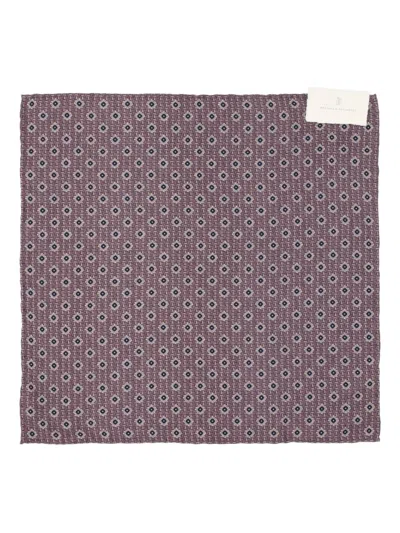 BRUNELLO CUCINELLI BRUNELLO CUCINELLI PURPLE JACQUARD SILK SCARF