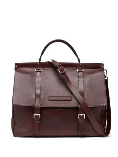 BRUNELLO CUCINELLI PURPLE LEATHER TOTE BAG