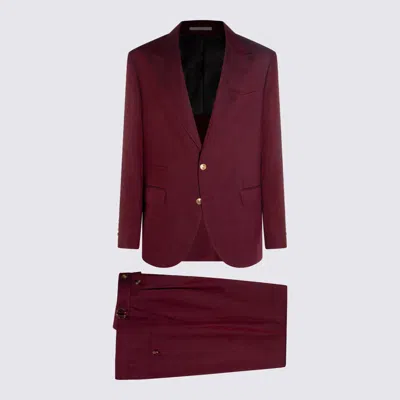 Brunello Cucinelli Purple Linen Suit In Red