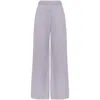 Brunello Cucinelli Violet Pants With Monil Detail On The Loop And Wide Leg In Cotton And Linen Blend Woman