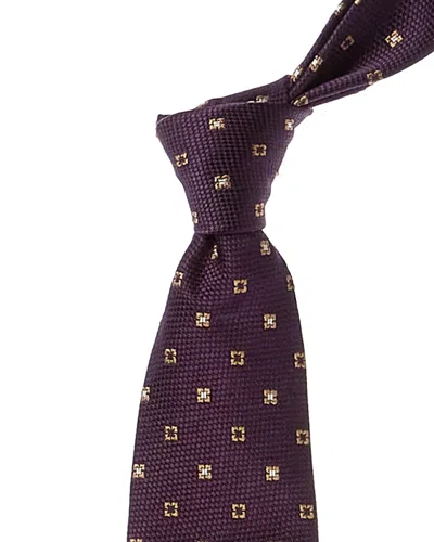 BRUNELLO CUCINELLI BRUNELLO CUCINELLI PURPLE SQUARES SILK TIE