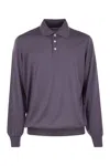 Brunello Cucinelli Men Polo Style Sweater In Iris+ciottolo