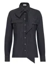Brunello Cucinelli Long-sleeved Denim Shirt With Bow