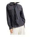 Brunello Cucinelli Long-sleeved Denim Shirt With Bow In Blue