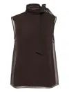 Brunello Cucinelli Pussybow Top With Monili In Brown