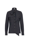 Brunello Cucinelli Bow Pocket Long Sleeve Shirt In Blue