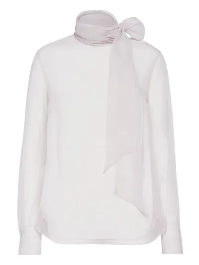 Brunello Cucinelli Pussybow Silk Blouse