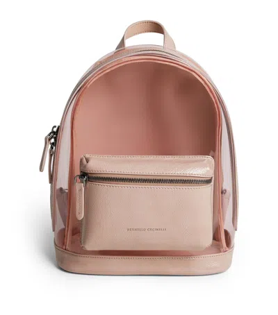 Brunello Cucinelli Kids' Pvc-leather Backpack In Pink