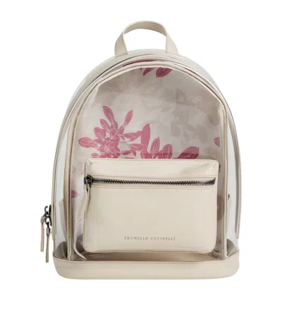 Brunello Cucinelli Kids' Pvc-leather Floral Print Backpack