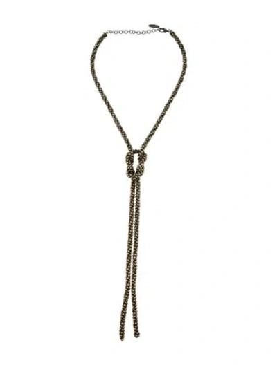 Pre-owned Brunello Cucinelli Pyrite Knot Lavalier Necklace, 21" In Multicolor