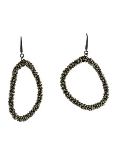 Pre-owned Brunello Cucinelli Pyrite Tubular Monili Hoop Earrings In Multi