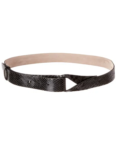 Brunello Cucinelli Python-embossed Leather Belt In Black