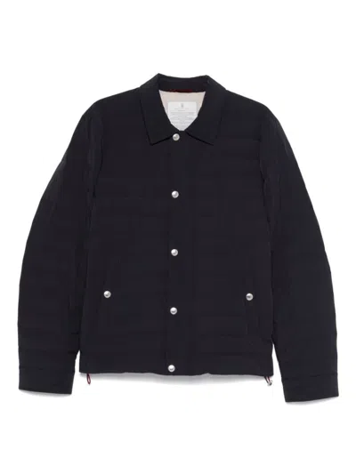 BRUNELLO CUCINELLI BRUNELLO CUCINELLI QUILTED BLACK COAT WITH BUTTON-UP FRONT