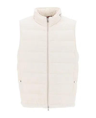 Brunello Cucinelli Quilted Cotton Vest In White