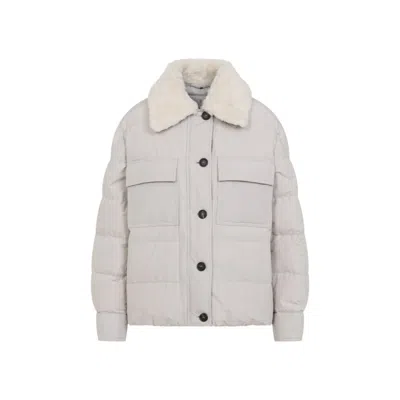 Brunello Cucinelli Quilted Down Coat In White