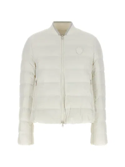Brunello Cucinelli Milky White Water-repellent Matte Nylon Logo Down Jacket In Multi