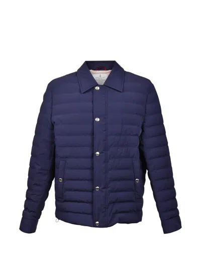 Brunello Cucinelli Quilted Down Puffer Jacket In Blue