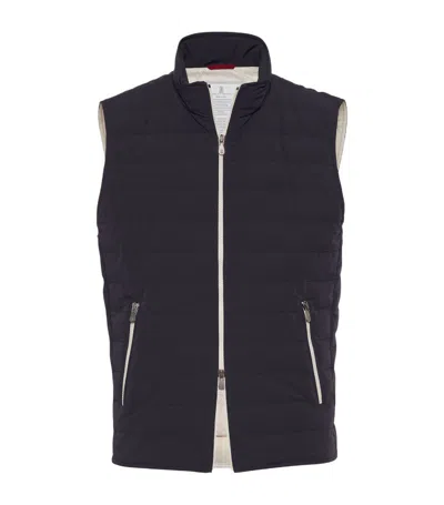 Brunello Cucinelli Quilted Gilet In Blue