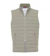 Brunello Cucinelli High-neck Quilted Gilet In Green