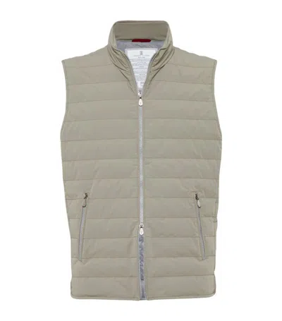 Brunello Cucinelli Quilted Gilet In Green