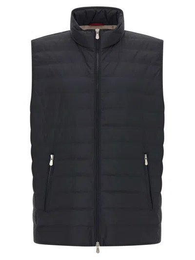 Brunello Cucinelli Quilted Goose Down Vest In Black