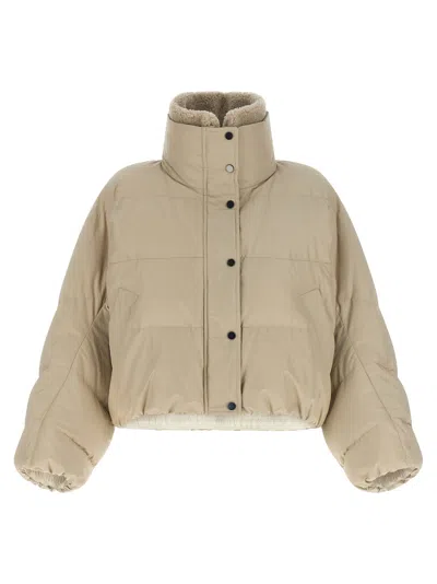 Brunello Cucinelli Quilted Goose Feather Padded Down Jacket In Brown