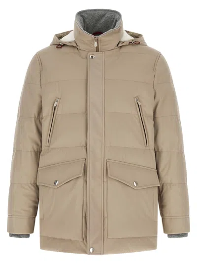 Brunello Cucinelli Quilted Goose Feather Parka In Beige