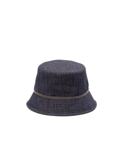 Brunello Cucinelli Quilted Hat In Blue