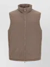 Brunello Cucinelli Quilted High Collar Sleeveless Vest In Brown