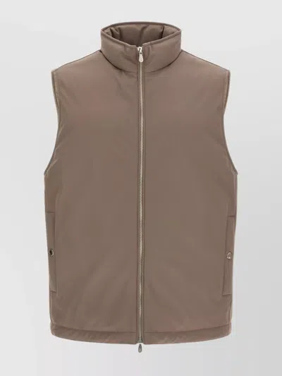 BRUNELLO CUCINELLI QUILTED HIGH COLLAR SLEEVELESS VEST