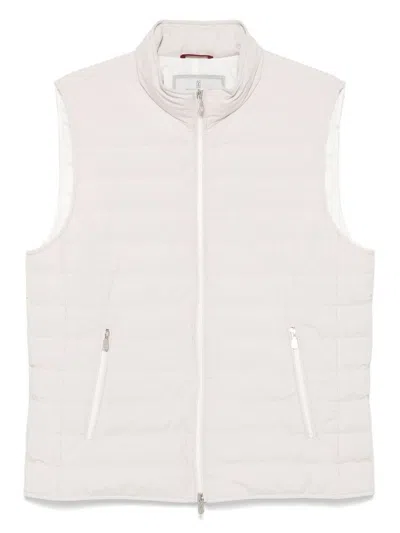 Brunello Cucinelli Quilted High-neck Gilet With Zip In White