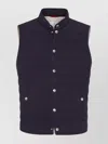Brunello Cucinelli Quilted High Neck Sleeveless Jacket In Blue