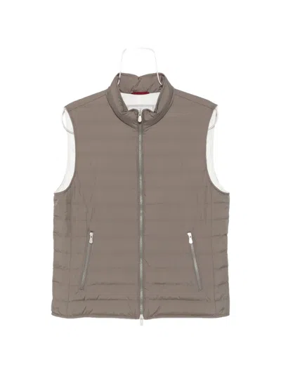 Brunello Cucinelli Quilted High-neck Gilet In Brown