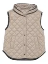 Brunello Cucinelli Hooded Quilted Shell Vest In Neutral