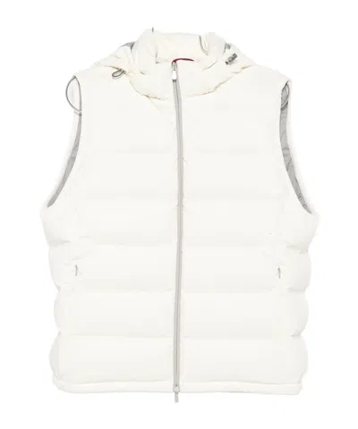 Brunello Cucinelli Quilted Hooded Gilet In Neutral