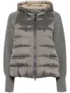 Brunello Cucinelli Quilted Hooded Jacket In Grey
