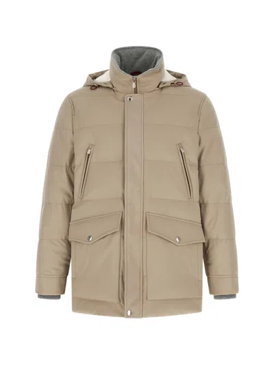 Brunello Cucinelli Hooded Water Resistant Goose Down Parka In Brown