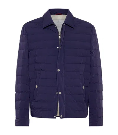 Brunello Cucinelli Quilted Jacket In Indigo