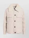 Brunello Cucinelli Quilted Jacket With Shearling Collar And Pockets In Pink