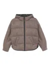 Brunello Cucinelli Long-sleeved Hooded Cotton Coat In Brown