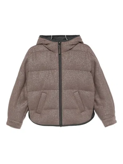 Brunello Cucinelli Quilted Lurex Jacket In Brown