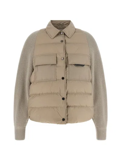 Brunello Cucinelli Quilted Monile-detail Jacket In Brown