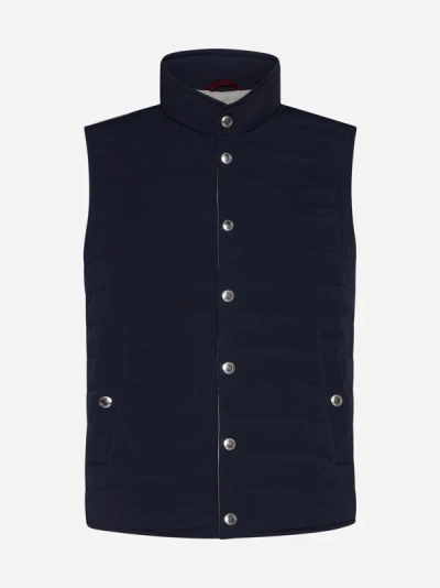 Brunello Cucinelli Padded Down Gilet In Navy