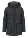 Brunello Cucinelli Knitted Neck Down Jacket Puffer Jackets Gray In Black