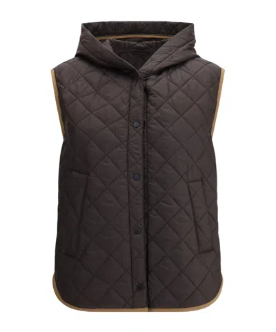 Brunello Cucinelli Quilted Padded Vest In Brown