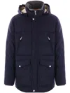 Brunello Cucinelli Quilted Padded Shell Hooded Down Parka In Blue