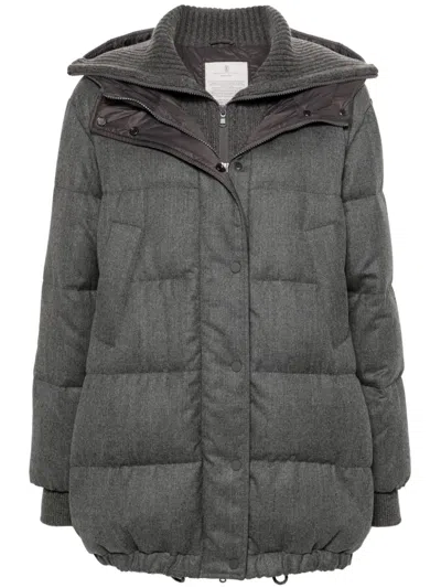 Brunello Cucinelli Quilted Puffer Jacket In Green