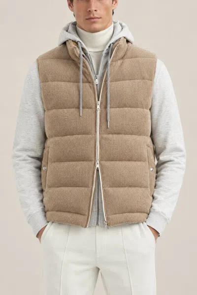 Brunello Cucinelli Quilted Ribbed Vest In Neutral