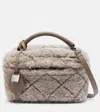 Brunello Cucinelli Quilted Shearling Vanity Bag In Sand